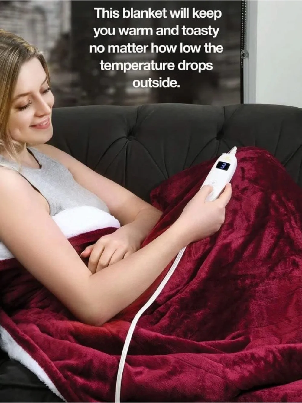 Medical king Heated Blanket, Machine Washable, soft, comfy (Red, 50 × 60)